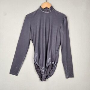 Worth Bodysuit Womens 4 Metallic Mock Neck Long Sleeve Snap Crotch Made USA